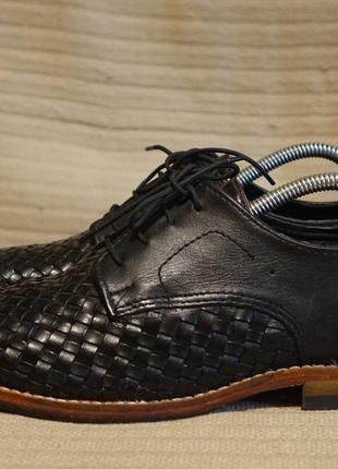 Красивые черные формальные кожаные туфли -дерби ручной работы diomande юар 44 р.