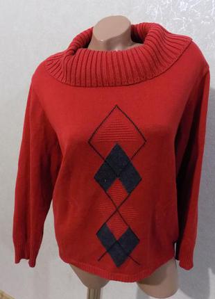 Червоний светр теплий кофта з горлом розмір 50