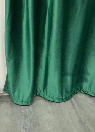 Шторы на трубной ленте бархатные 200x270 cm (2 шт) зеленые