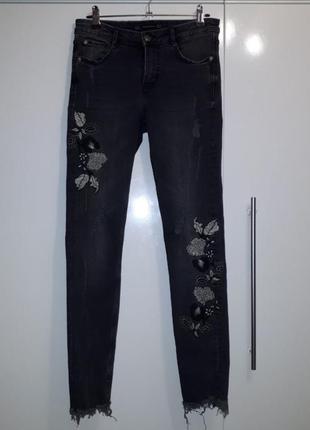 Джинсы вышивка zara + подарок armani jeans