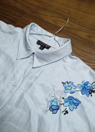 Укороченная рубашка овэрсайз с вышивкой тигр/сакура5 фото