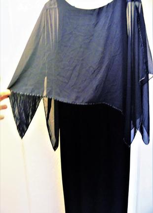 Длинное шифоновое платье с накидкой, расшитой бисером по краю, "10" usa на 46-48 рр9 фото