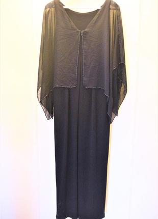 Длинное шифоновое платье с накидкой, расшитой бисером по краю, "10" usa на 46-48 рр10 фото