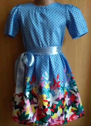 Розпродаж! плаття голуб з квітами.