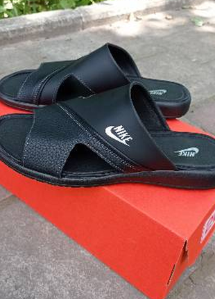 Мужские кожаные шлепанцы  полностью натуральная кожа