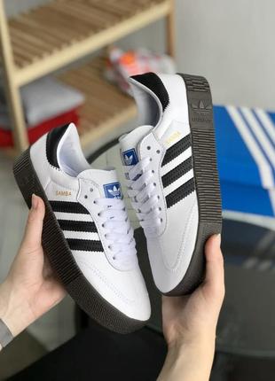 Женские кроссовки adidas samba white black 37-38-39-40