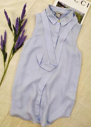 Рубашка блузка блуза нежно-голубая нарядная блуза с завязками от h&m