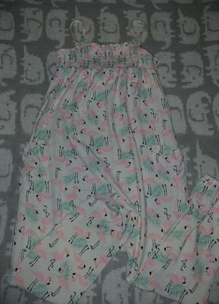 Літній комбінезон з фламінго на 6-7років