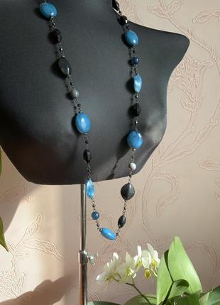Наборная подвеска ожерелье винтаж бусы ожерелье цвет синий чёрный