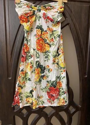 Сарафанчик для моря, коттоновый, вышитый, бисером, с красивым принтом, цветами, от дорогого бренда: yumi🫶