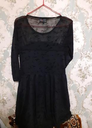 Платье черное с ласточками4 фото