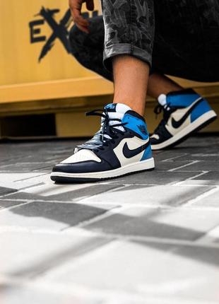Женские кроссовки nike air jordan 1 blue/black/white