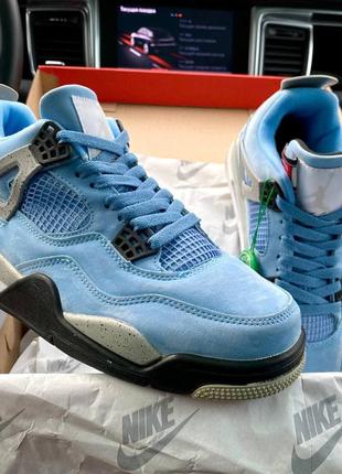 Мужские кроссовки nike air jordan 4 retro se university blue tech grey white