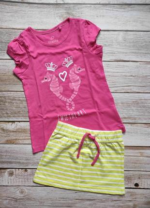 Футболка майка юбка комплект 98/104 lupilu германия 🇩🇪