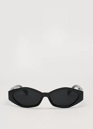 Крутые солнцезащитные очки черные гексикон пантера геометрия узкие окуляри сонцезахисні4 фото