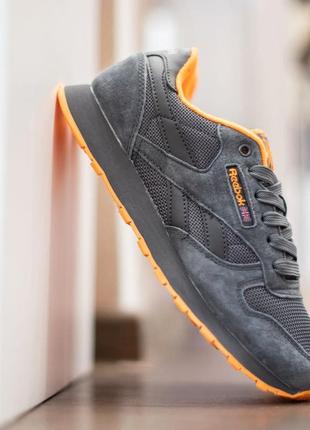 Женские кроссовки reebok calssic grey/orange5 фото