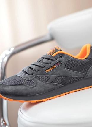 Женские кроссовки reebok calssic grey/orange2 фото