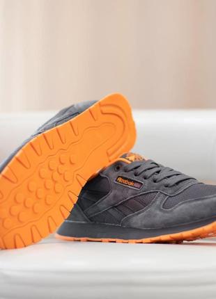 Женские кроссовки reebok calssic grey/orange8 фото