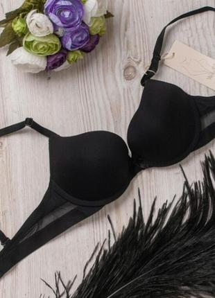 Гладкий черный бюст чашка 70а. код: б328