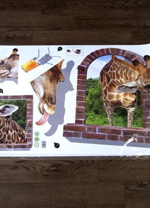 Інтер'єрна наклейка 3d жирафи і сік 90х60см вініл пвх2 фото