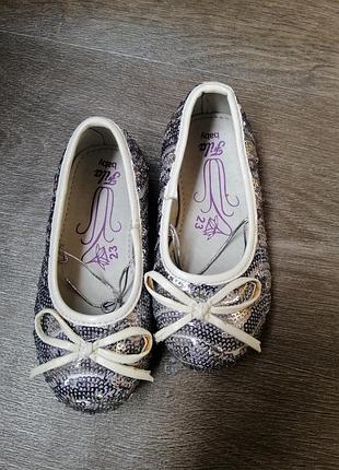 Балетки тапочки натуральна шкіра з паєтками для дівчинки