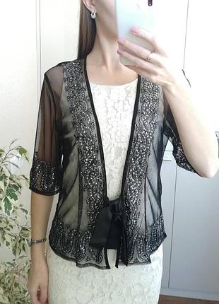 Шикарний ошатний вишитий чорний кардиган - блузка 🌺