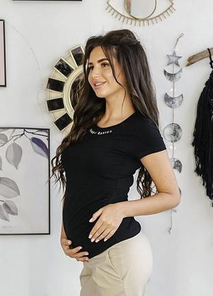 Футболка для вагітних, майбутніх мам чорна (футболка для беременных чорна)1 фото