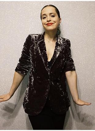 Жакет из бархата пиджак велюр xs s блейзер!7 фото