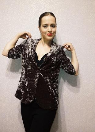 Жакет из бархата пиджак велюр xs s блейзер!6 фото