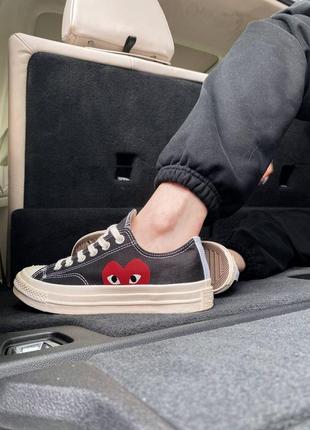 Converse comme garcons low низькі чорні кеди конверси з сердечком10 фото