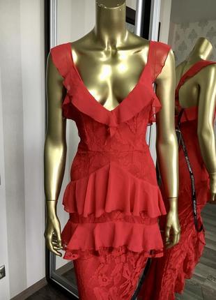 Красное платье из кружева asos6 фото