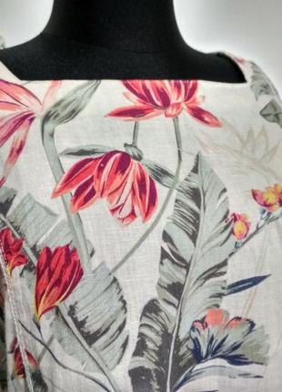 Лён котон 100%натуральная блуза райские цветы качество4 фото
