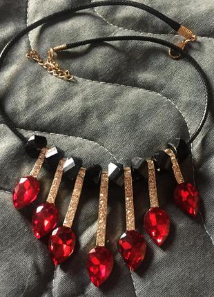Колье ожерелье с рубиновыми подвесками3 фото