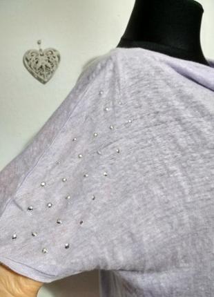 100% лён фирменная натуральная льняная лавандовая футболка оверсайз3 фото