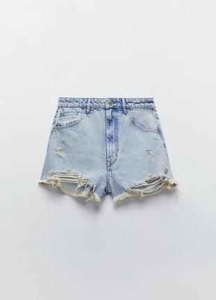 Zara шорты джинсовые короткие рваные с потёртостями размер 36, 38 новые!