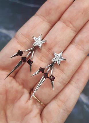 Сережки-джекеты xuping з кристалами swarovski 💎3 фото