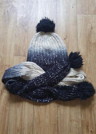 Теплый набор на зиму , шапка и шарф