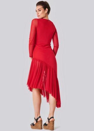 Червона сукня-сітка з довгим рукавом na-kd2 фото