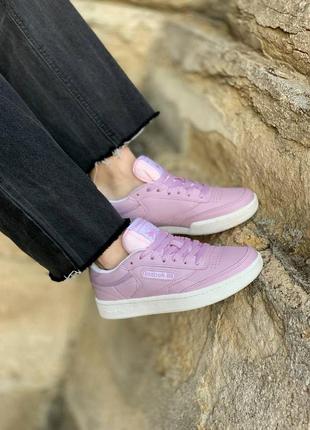 Кроссовки женские reebok club c 85 pink розовые (рибок, кросівки)