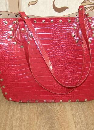 Zara красная сумка-шоппер3 фото