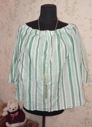 Блуза з відкритими плечима uk14 льон котон