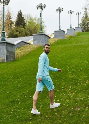 Мужской спортивный комплект оверсайз летний кофта + шорты мятного цвета літній чоловічий комплект2 фото