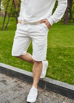 Мужской спортивный комплект оверсайз летний кофта + шорты белого цвета літній чоловічий комплект4 фото
