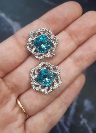 💙 серьги xuping с кристаллами swarovski 🧊