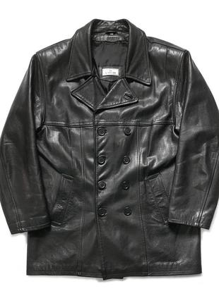 Раритетное винтажное кожаное полупальто 90-х lanvin double breasted leather pea coat