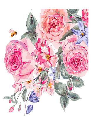 Картина за номерами рожеві троянди на білому тлі нік