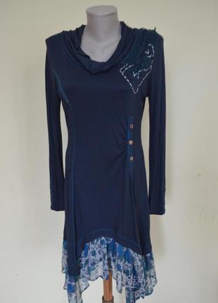 Очень шикарное трикотажное вискозное платье длинный рукав цвет морской волны от joe browns1 фото