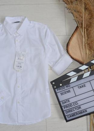 8-9/10-11 лет белая хлопковая рубашка с подворотом рукава standard fit lc waikiki вайкики4 фото