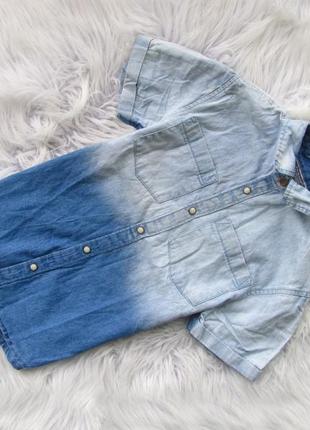 Крутая джинсовая рубашка с коротким рукавом тенниска primark1 фото