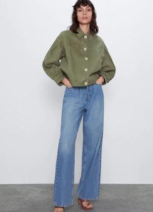 Zara джинсовка оверсайз s-m хаки джинсовая куртка пиджак новая!3 фото